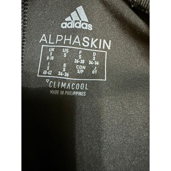 Adidas Women's Black White AlphaSkin Sport 3-Stripe Tights Leggings Size Small - Picture 4 of 11